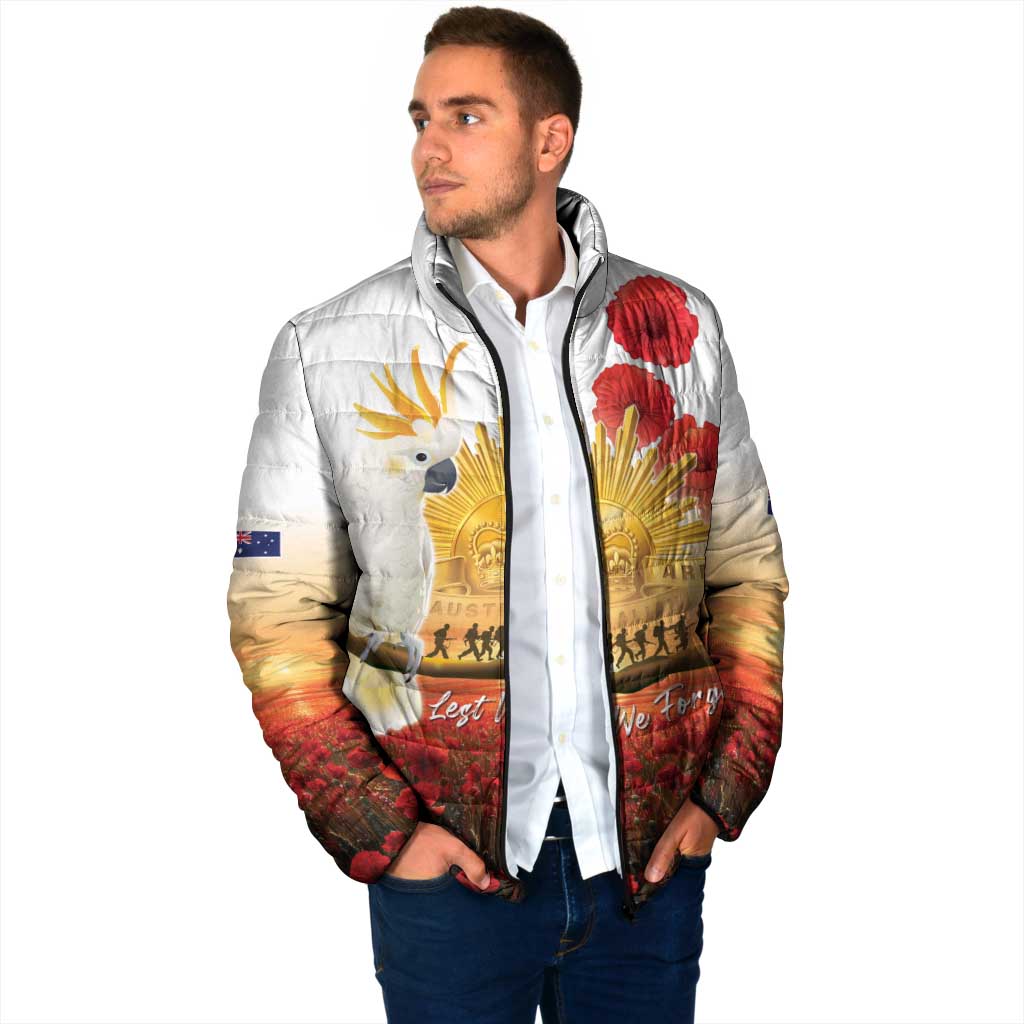 Australia Cockatoo ANZAC Day Padded Jacket Lest We Forget