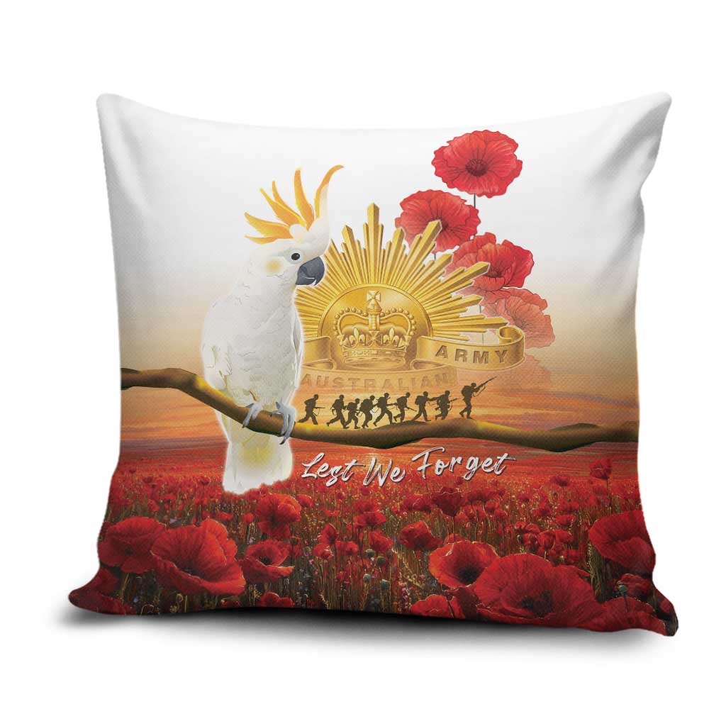 Australia Cockatoo ANZAC Day Pillow Cover Lest We Forget