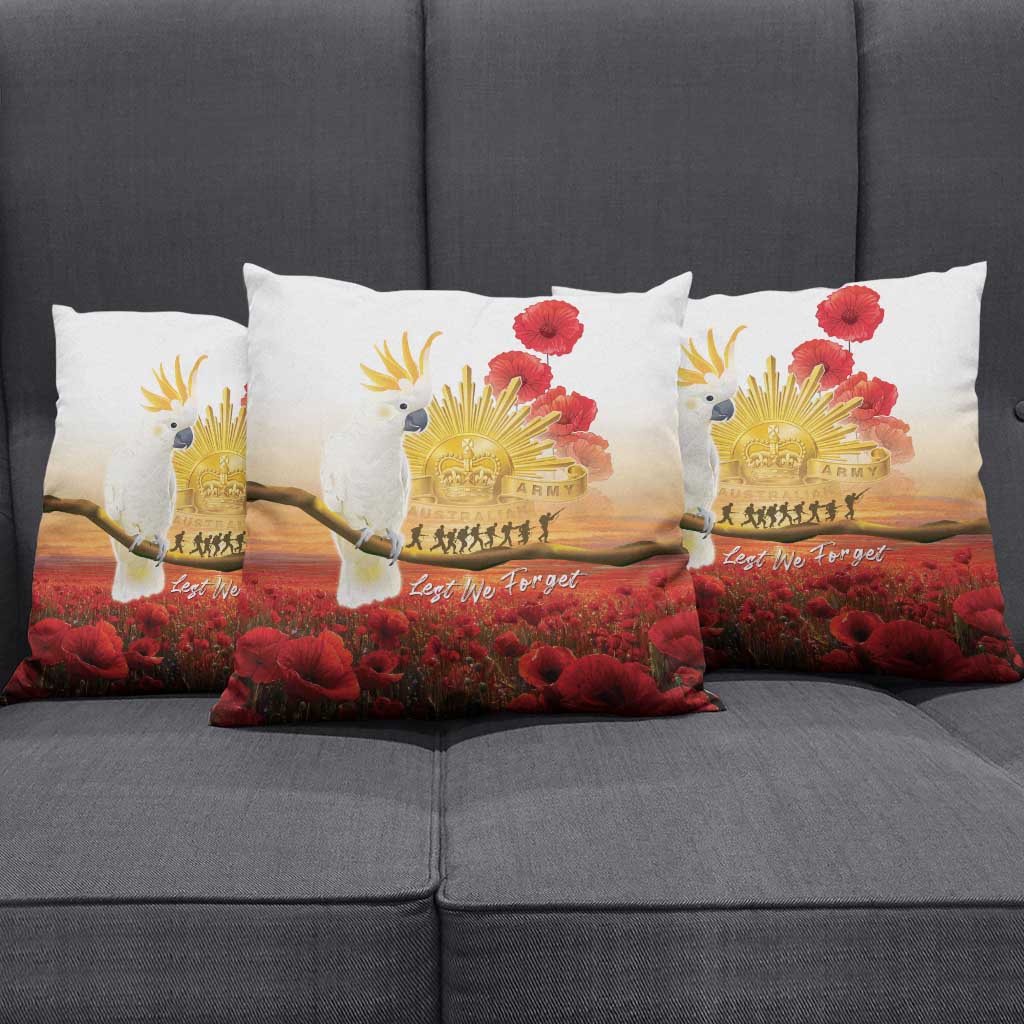 Australia Cockatoo ANZAC Day Pillow Cover Lest We Forget