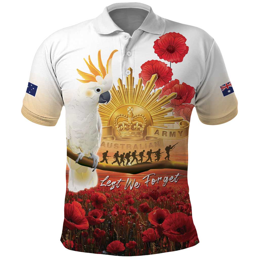 Australia Cockatoo ANZAC Day Polo Shirt Lest We Forget