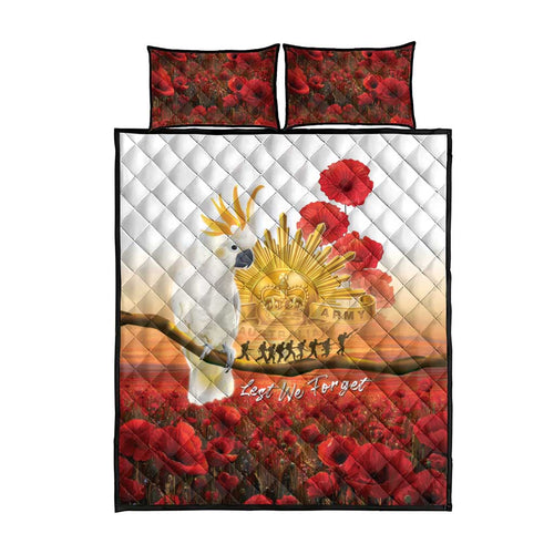Australia Cockatoo ANZAC Day Quilt Bed Set Lest We Forget