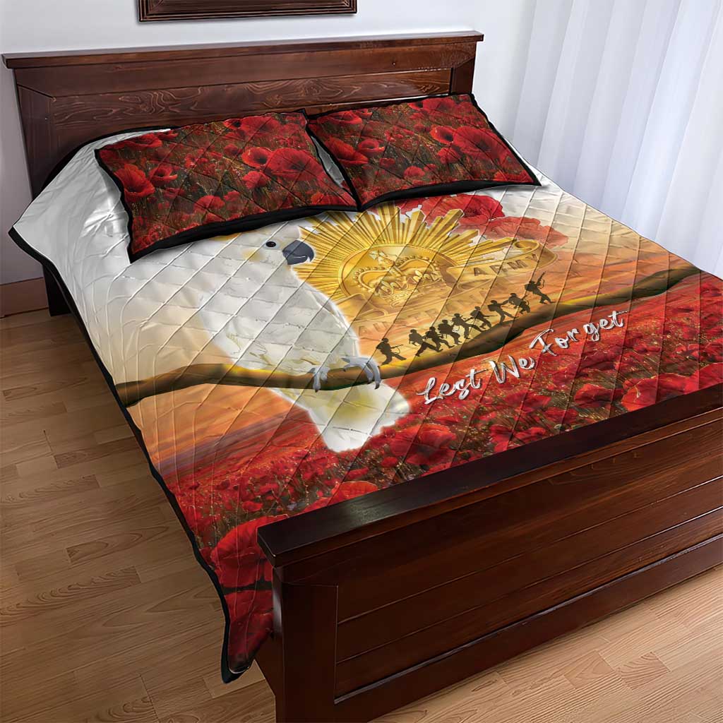 Australia Cockatoo ANZAC Day Quilt Bed Set Lest We Forget