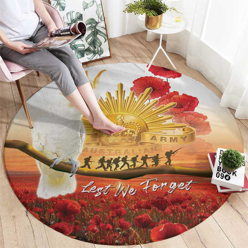 Australia Cockatoo ANZAC Day Round Carpet Lest We Forget