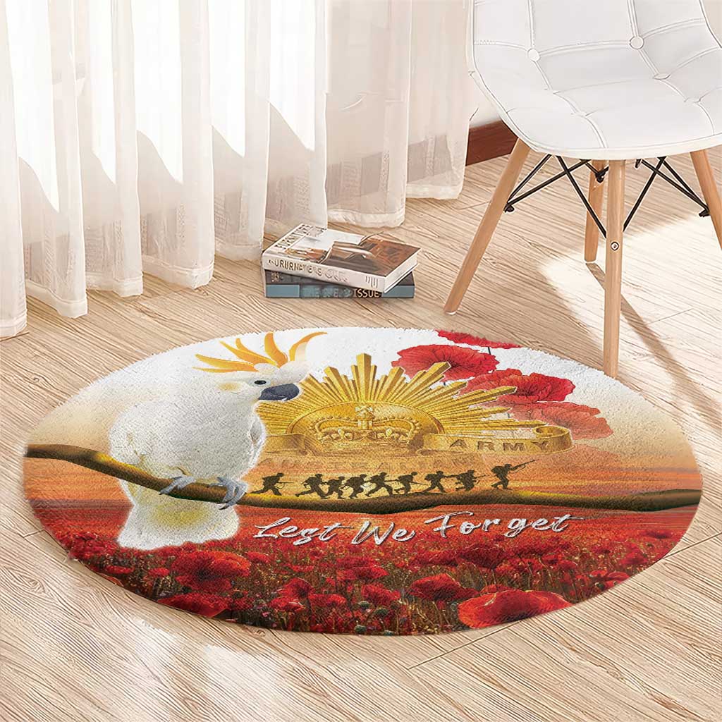 Australia Cockatoo ANZAC Day Round Carpet Lest We Forget