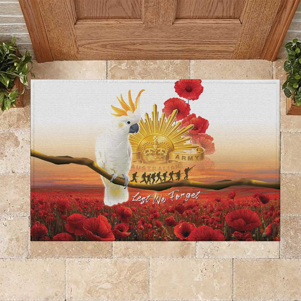 Australia Cockatoo ANZAC Day Rubber Doormat Lest We Forget