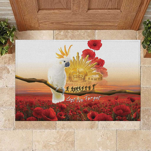 Australia Cockatoo ANZAC Day Rubber Doormat Lest We Forget