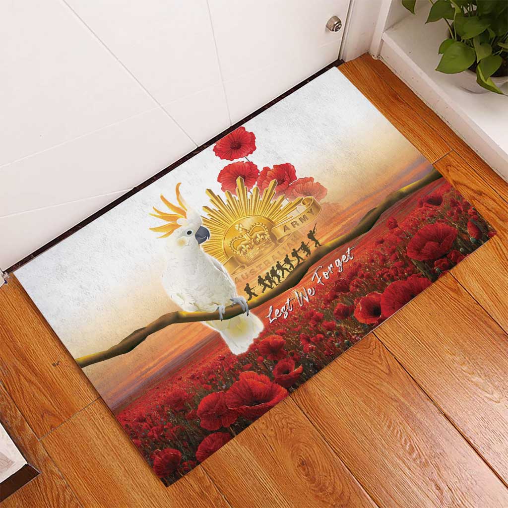Australia Cockatoo ANZAC Day Rubber Doormat Lest We Forget