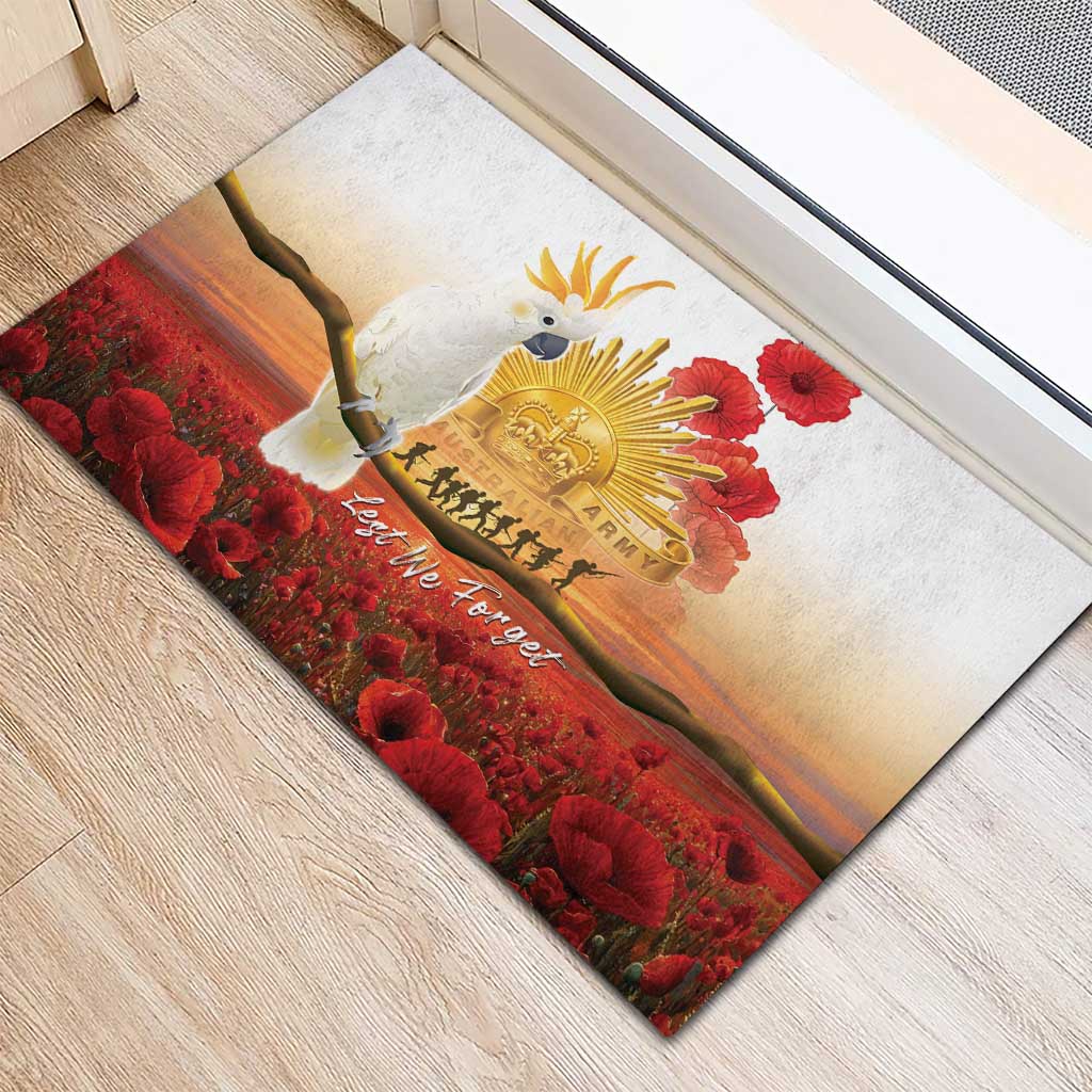 Australia Cockatoo ANZAC Day Rubber Doormat Lest We Forget
