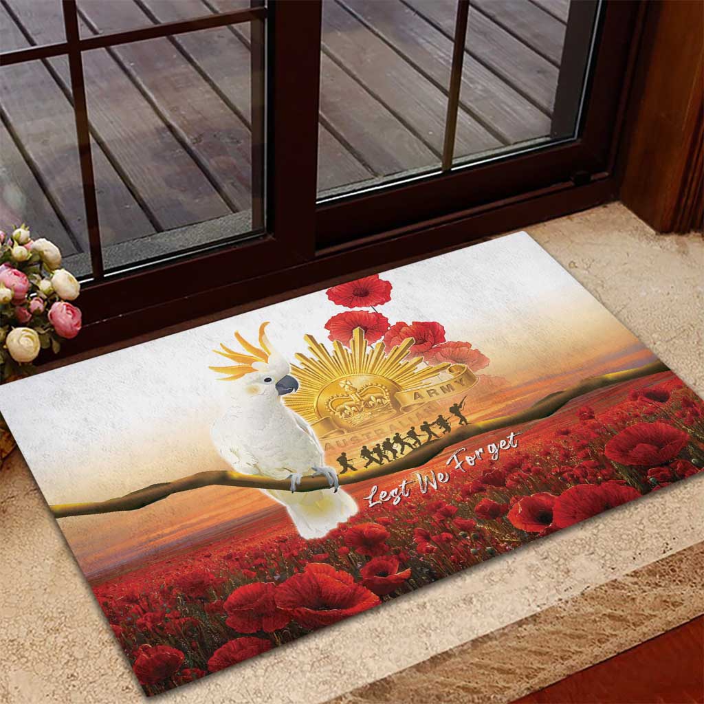 Australia Cockatoo ANZAC Day Rubber Doormat Lest We Forget