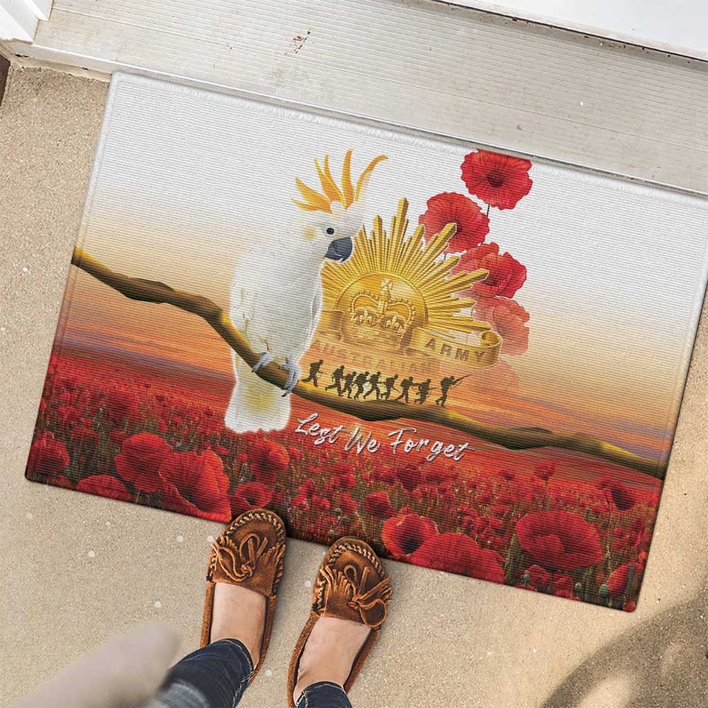 Australia Cockatoo ANZAC Day Rubber Doormat Lest We Forget