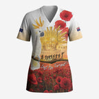 Australia Cockatoo ANZAC Day Scrub Top Lest We Forget