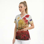 Australia Cockatoo ANZAC Day Scrub Top Lest We Forget