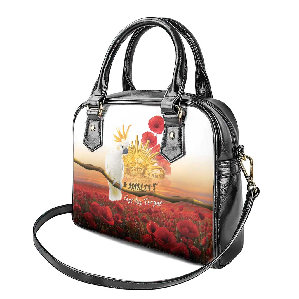 Australia Cockatoo ANZAC Day Shoulder Handbag Lest We Forget