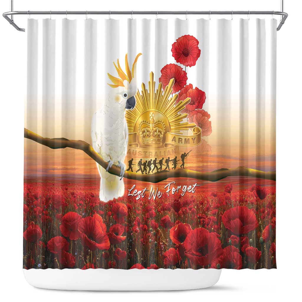 Australia Cockatoo ANZAC Day Shower Curtain Lest We Forget