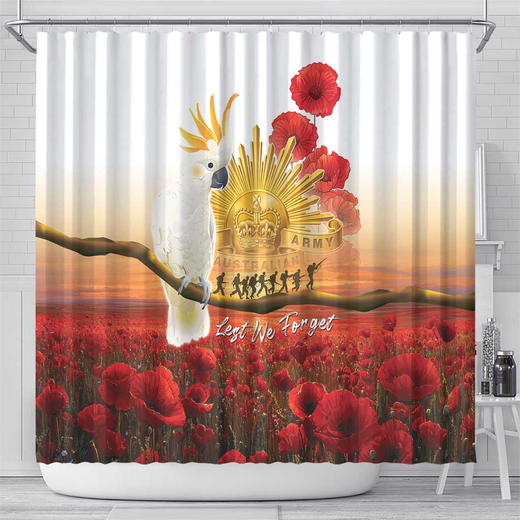 Australia Cockatoo ANZAC Day Shower Curtain Lest We Forget