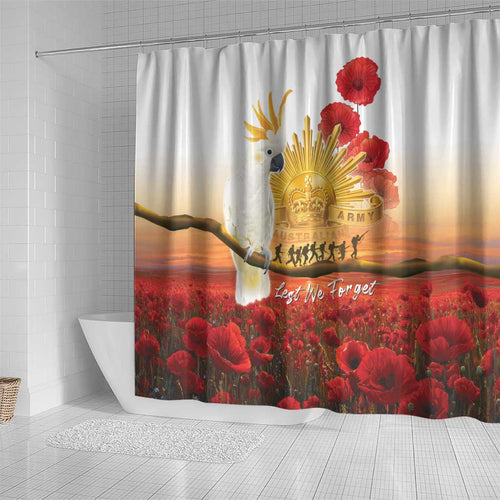Australia Cockatoo ANZAC Day Shower Curtain Lest We Forget
