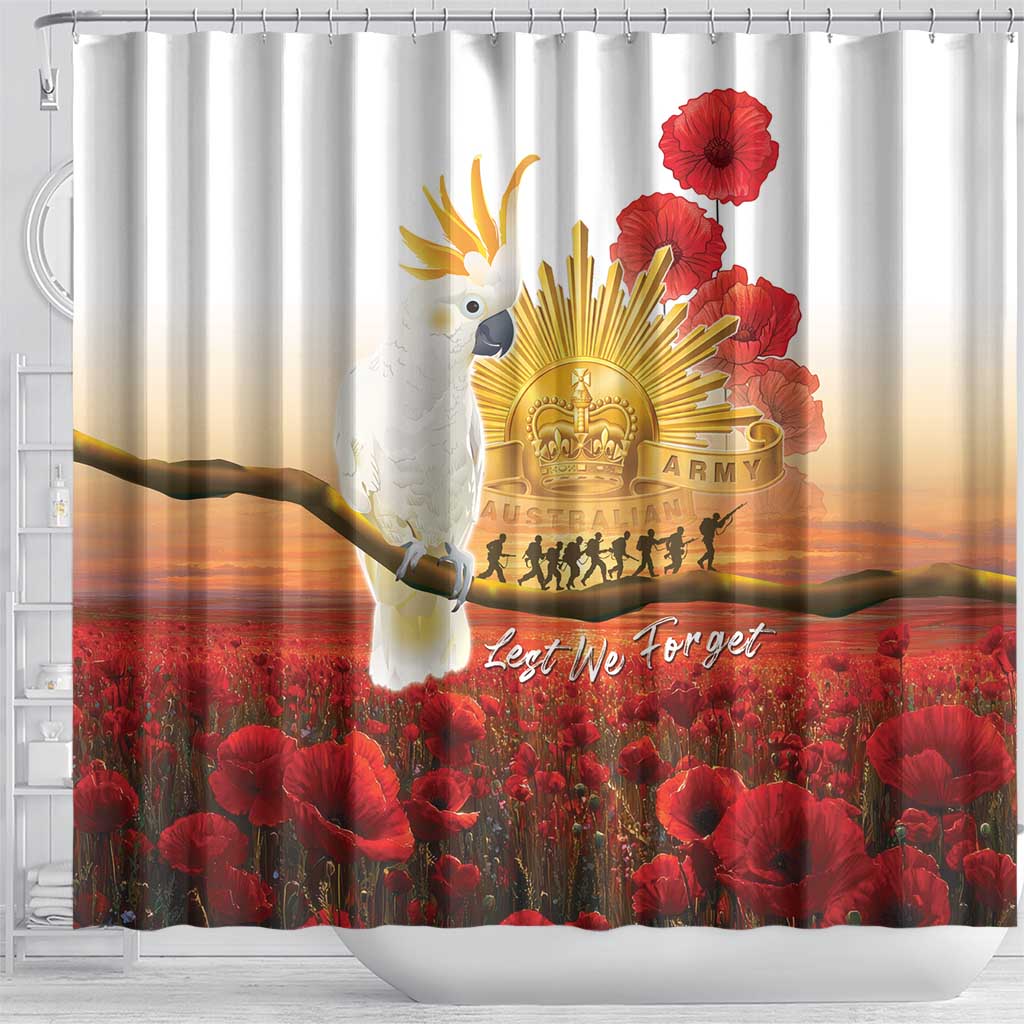 Australia Cockatoo ANZAC Day Shower Curtain Lest We Forget