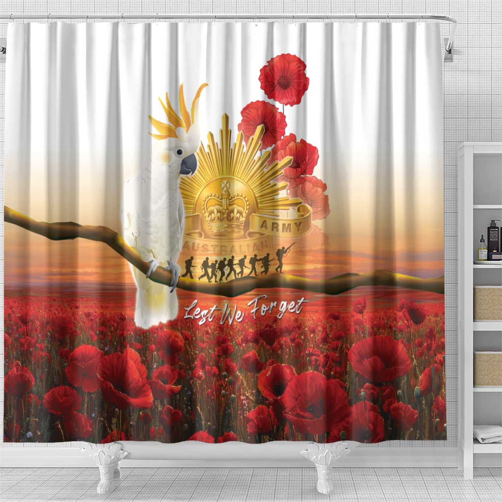 Australia Cockatoo ANZAC Day Shower Curtain Lest We Forget