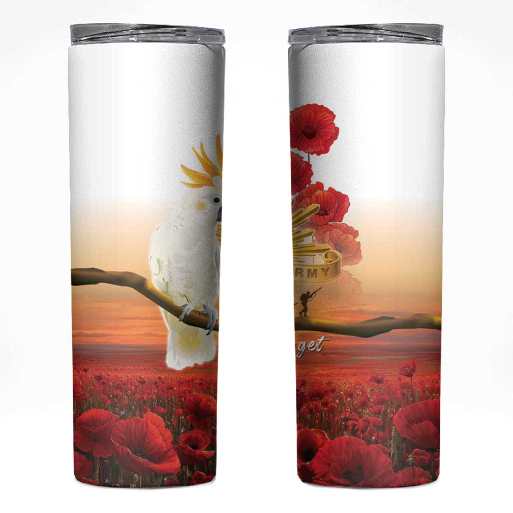 Australia Cockatoo ANZAC Day Skinny Tumbler Lest We Forget