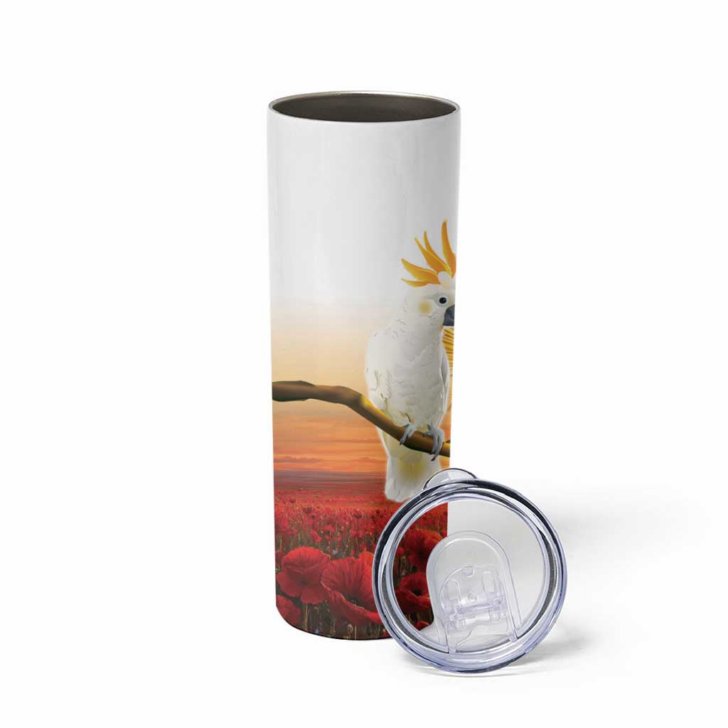 Australia Cockatoo ANZAC Day Skinny Tumbler Lest We Forget