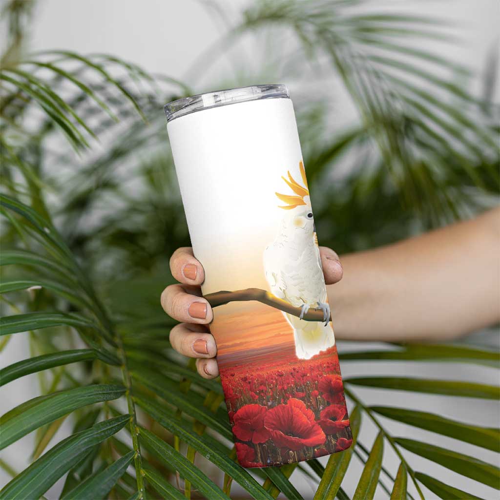 Australia Cockatoo ANZAC Day Skinny Tumbler Lest We Forget