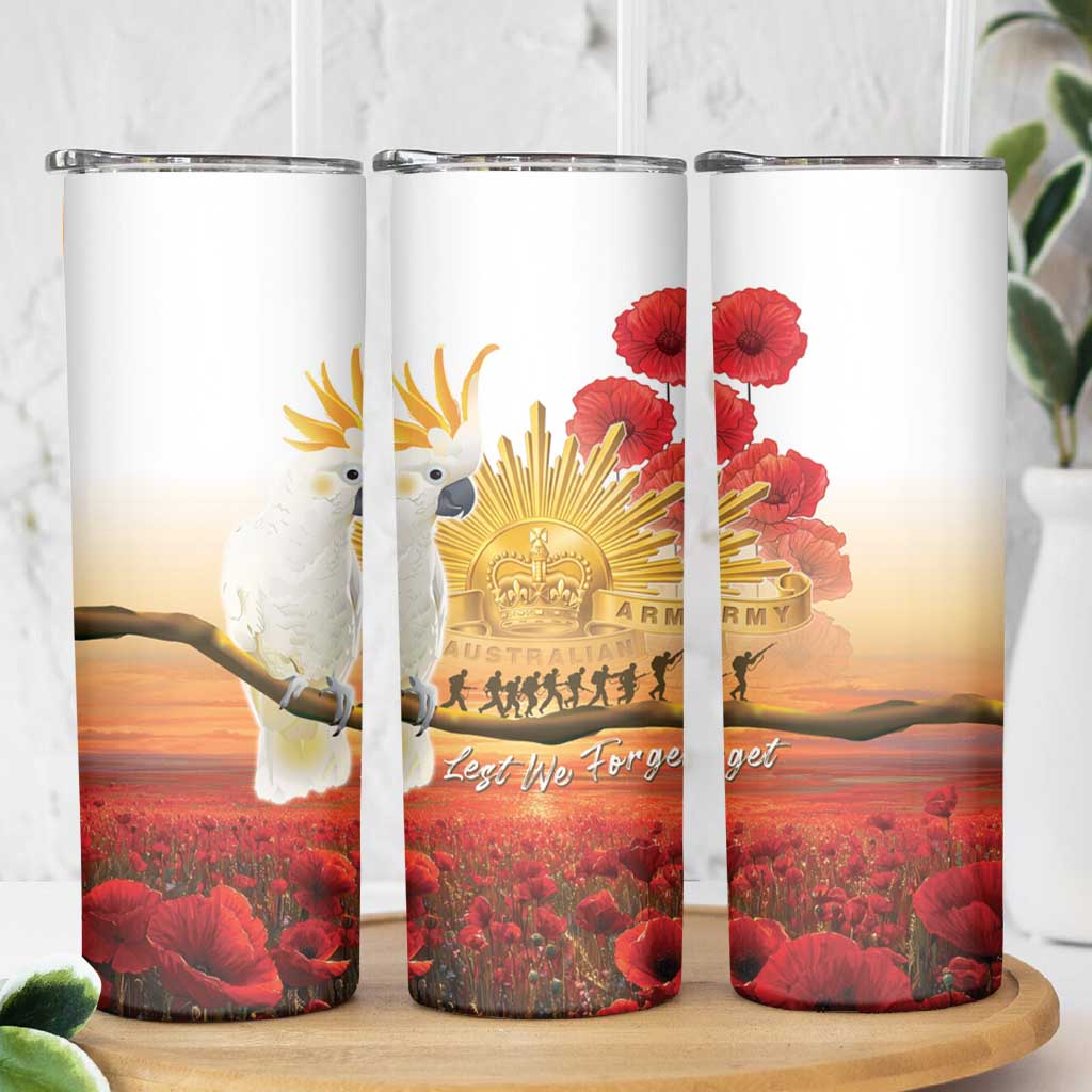 Australia Cockatoo ANZAC Day Skinny Tumbler Lest We Forget