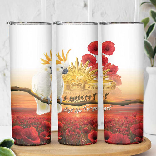 Australia Cockatoo ANZAC Day Skinny Tumbler Lest We Forget