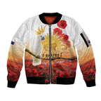 Australia Cockatoo ANZAC Day Sleeve Zip Bomber Jacket Lest We Forget