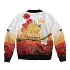 Australia Cockatoo ANZAC Day Sleeve Zip Bomber Jacket Lest We Forget
