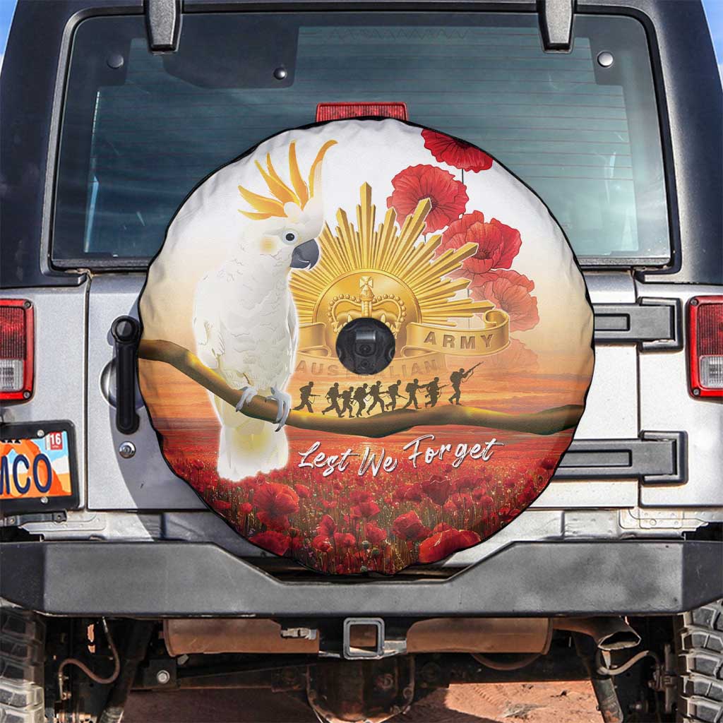 Australia Cockatoo ANZAC Day Spare Tire Cover Lest We Forget