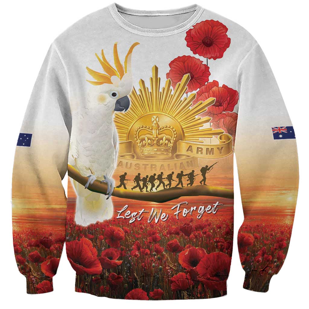 Australia Cockatoo ANZAC Day Sweatshirt Lest We Forget