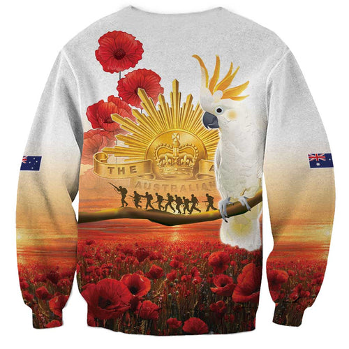 Australia Cockatoo ANZAC Day Sweatshirt Lest We Forget