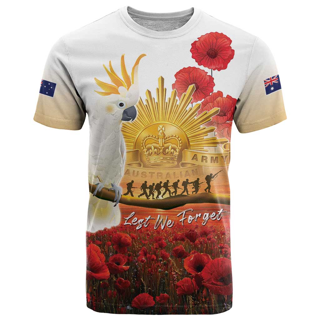 Australia Cockatoo ANZAC Day T Shirt Lest We Forget