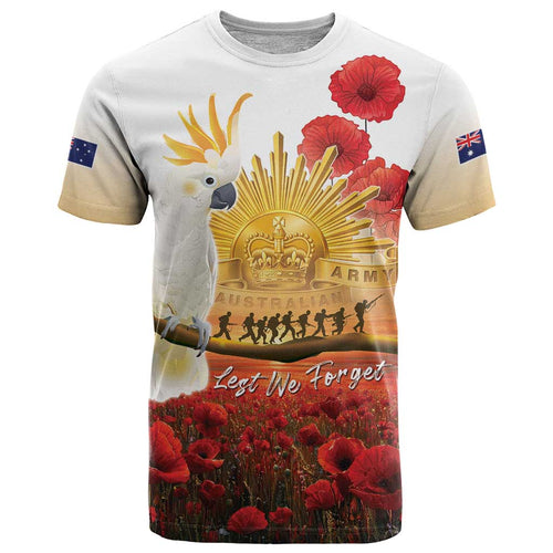 Australia Cockatoo ANZAC Day T Shirt Lest We Forget