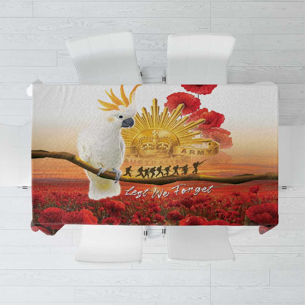 Australia Cockatoo ANZAC Day Tablecloth Lest We Forget