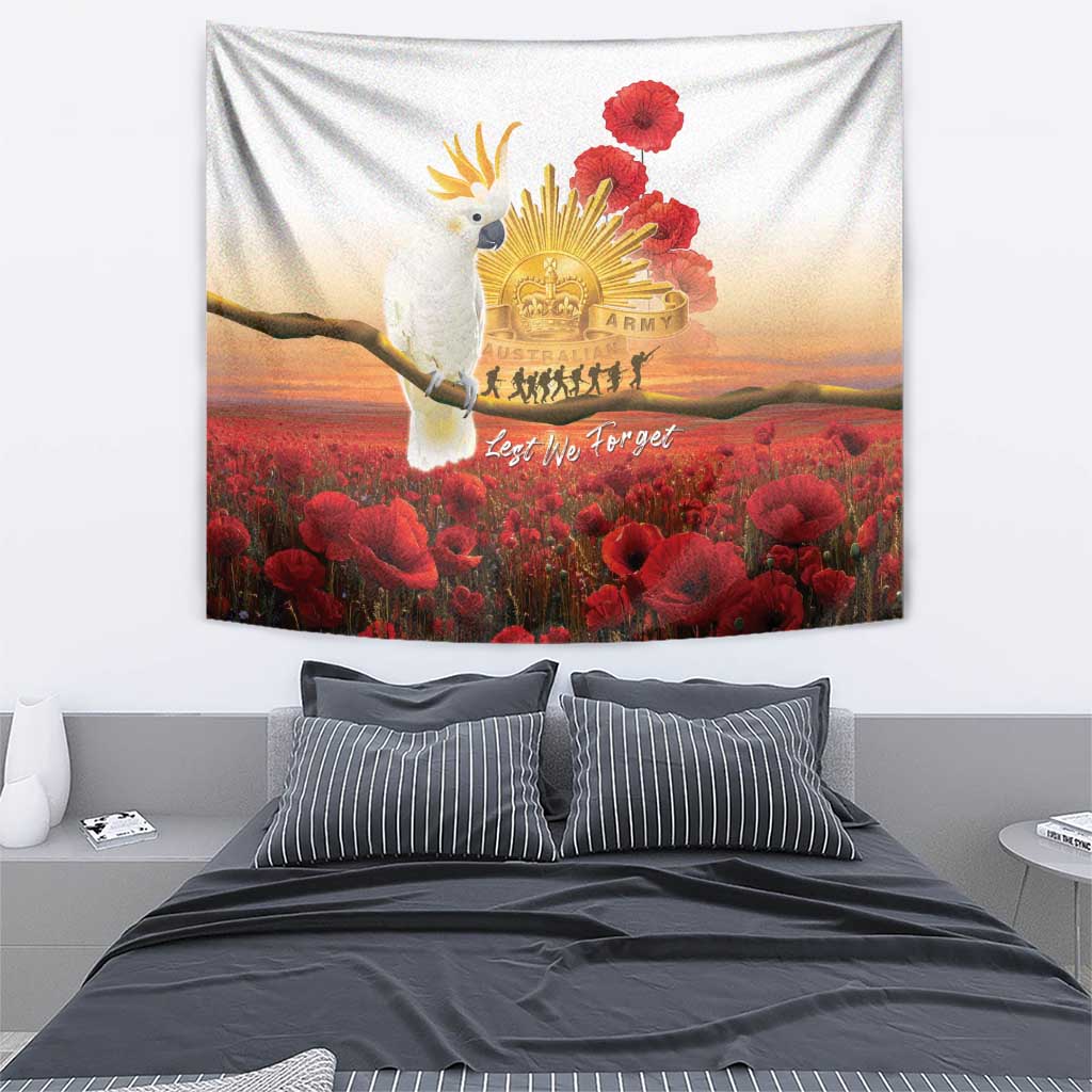 Australia Cockatoo ANZAC Day Tapestry Lest We Forget
