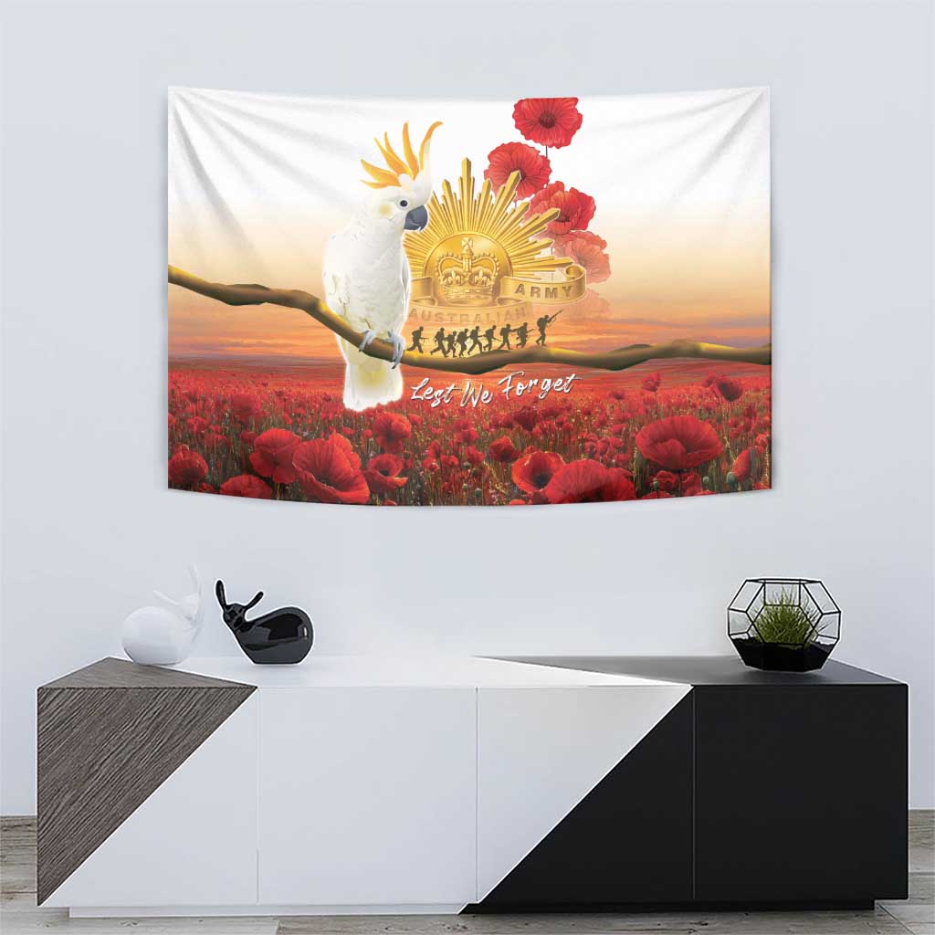 Australia Cockatoo ANZAC Day Tapestry Lest We Forget