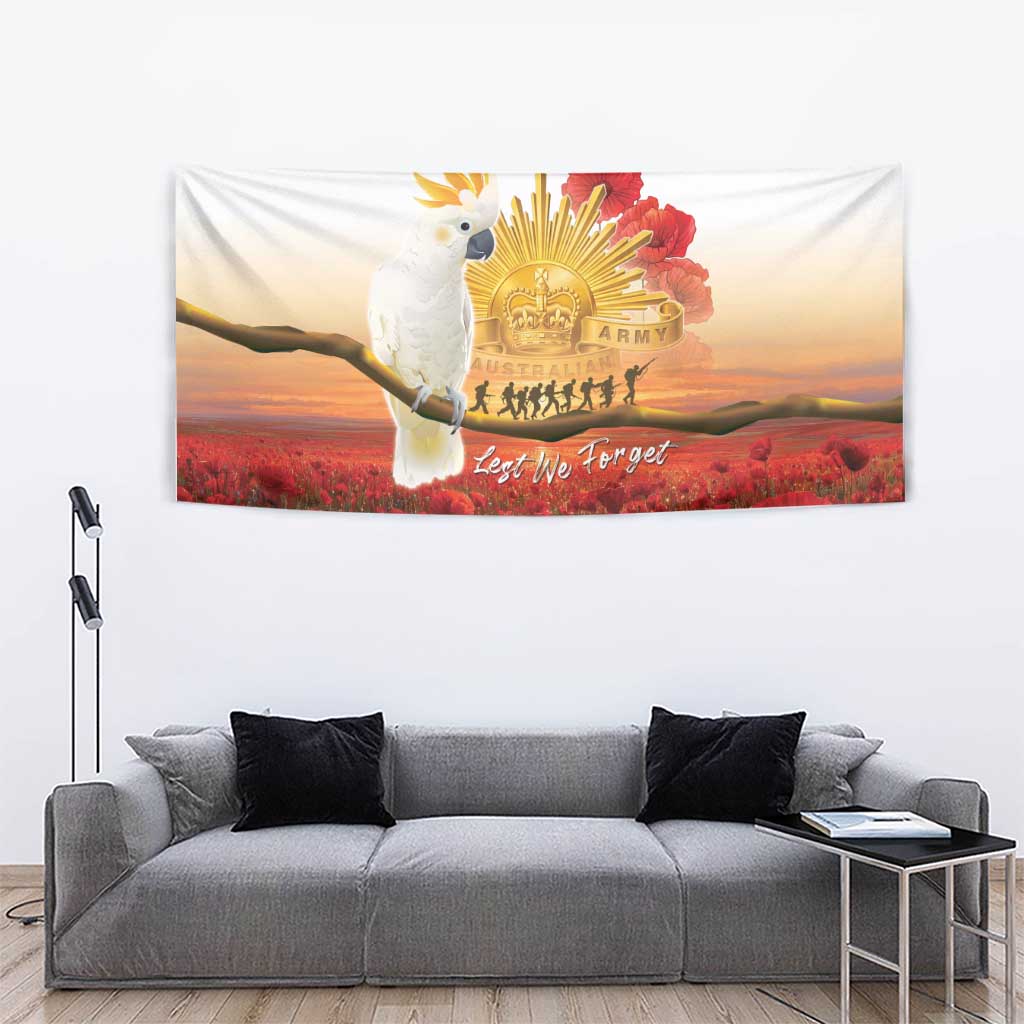 Australia Cockatoo ANZAC Day Tapestry Lest We Forget
