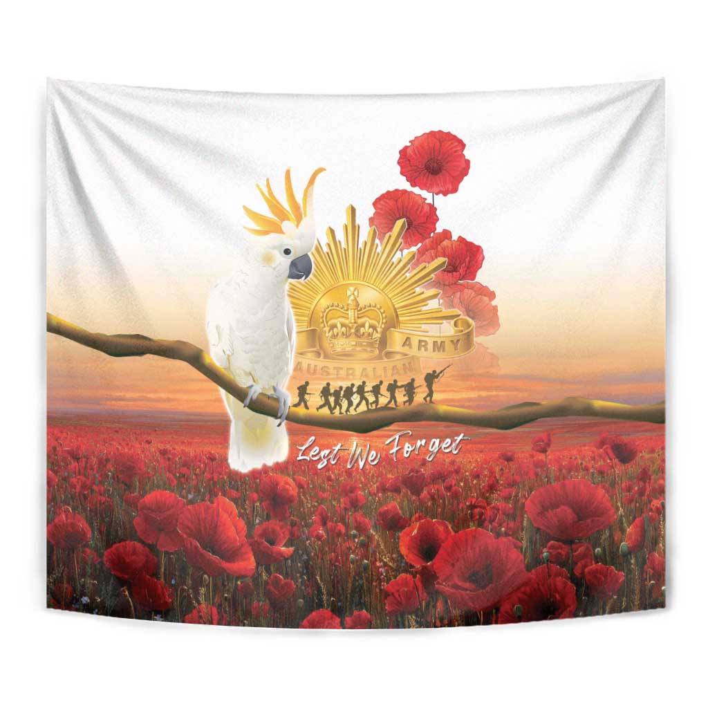 Australia Cockatoo ANZAC Day Tapestry Lest We Forget