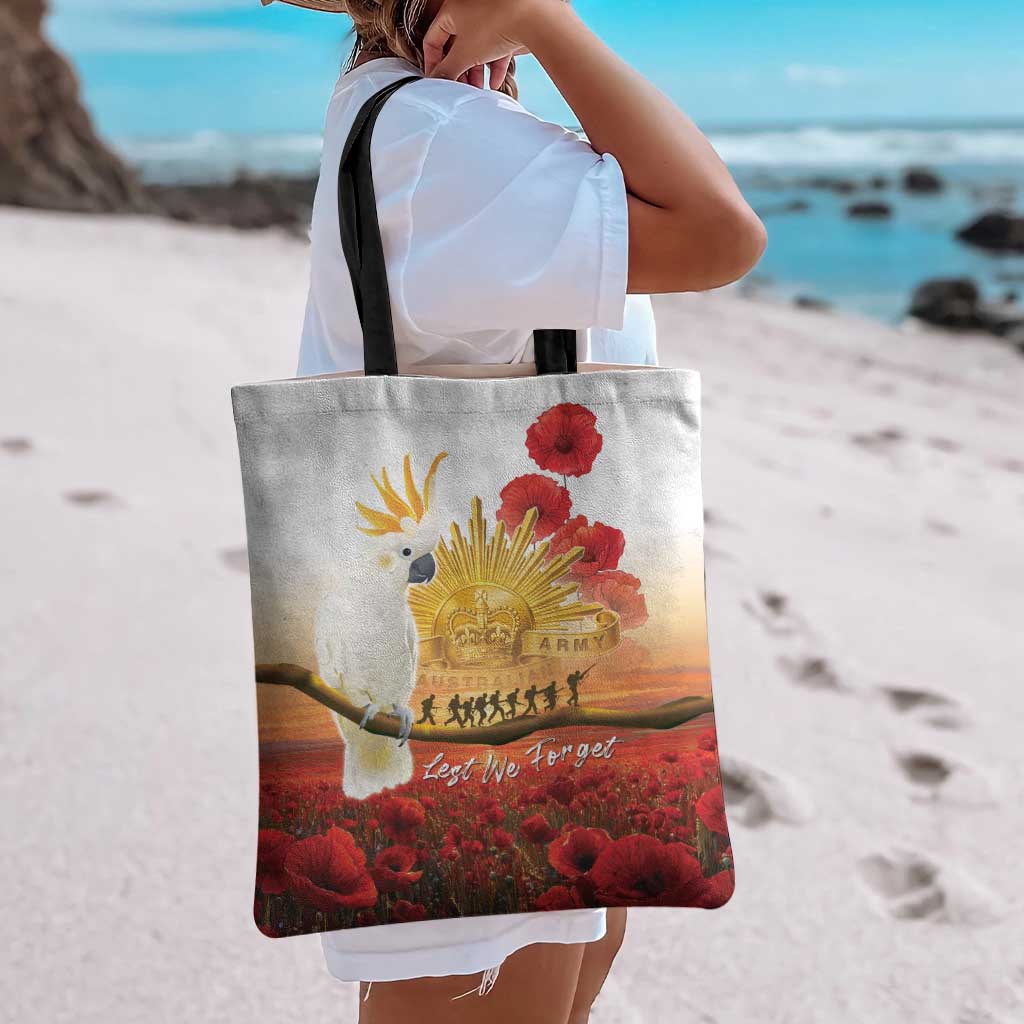 Australia Cockatoo ANZAC Day Tote Bag Lest We Forget