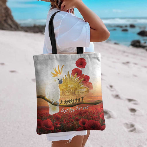 Australia Cockatoo ANZAC Day Tote Bag Lest We Forget