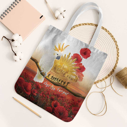Australia Cockatoo ANZAC Day Tote Bag Lest We Forget