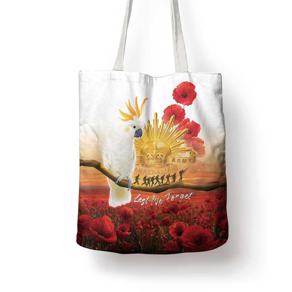 Australia Cockatoo ANZAC Day Tote Bag Lest We Forget