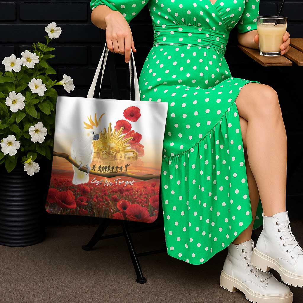 Australia Cockatoo ANZAC Day Tote Bag Lest We Forget