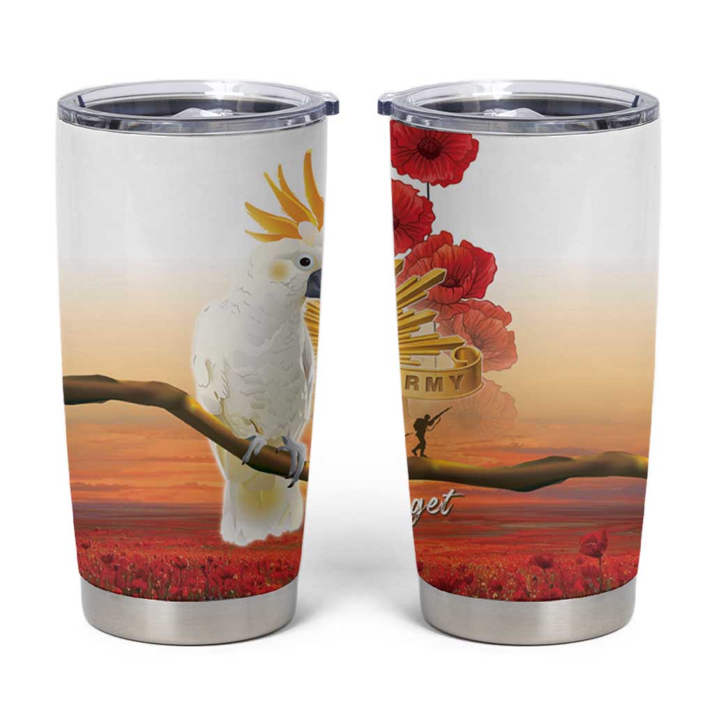Australia Cockatoo ANZAC Day Tumbler Cup Lest We Forget