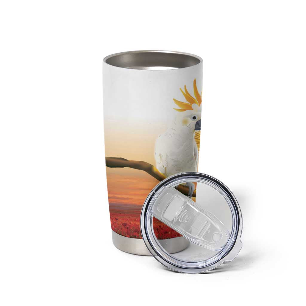 Australia Cockatoo ANZAC Day Tumbler Cup Lest We Forget