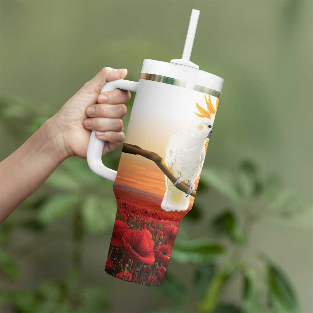 Australia Cockatoo ANZAC Day Tumbler With Handle Lest We Forget