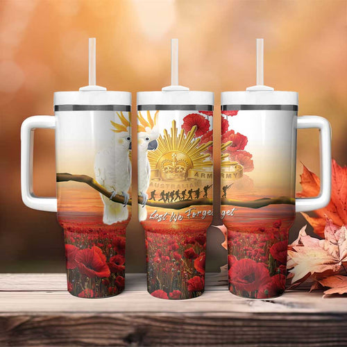 Australia Cockatoo ANZAC Day Tumbler With Handle Lest We Forget