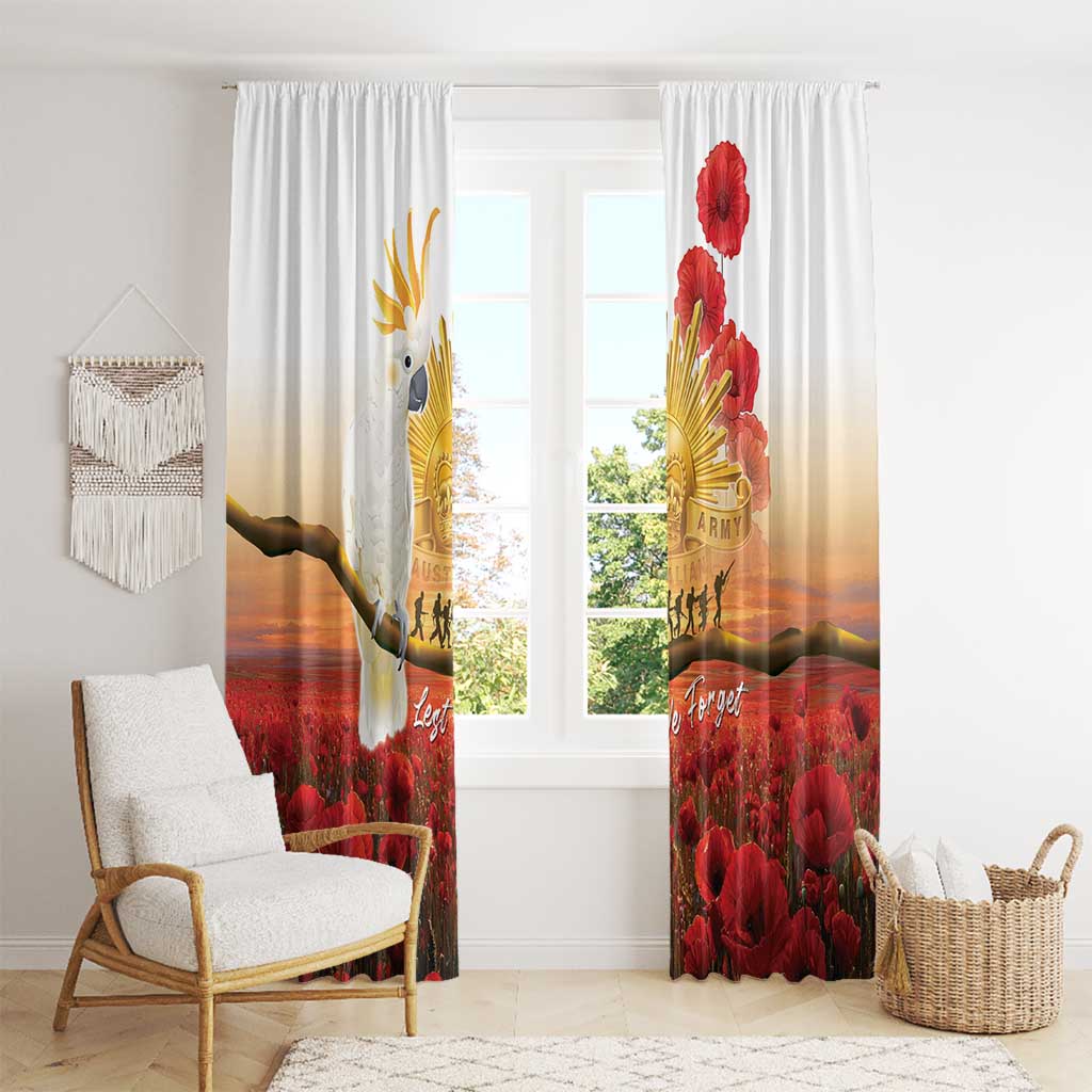 Australia Cockatoo ANZAC Day Window Curtain Lest We Forget