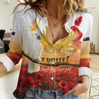 Australia Cockatoo ANZAC Day Women Casual Shirt Lest We Forget